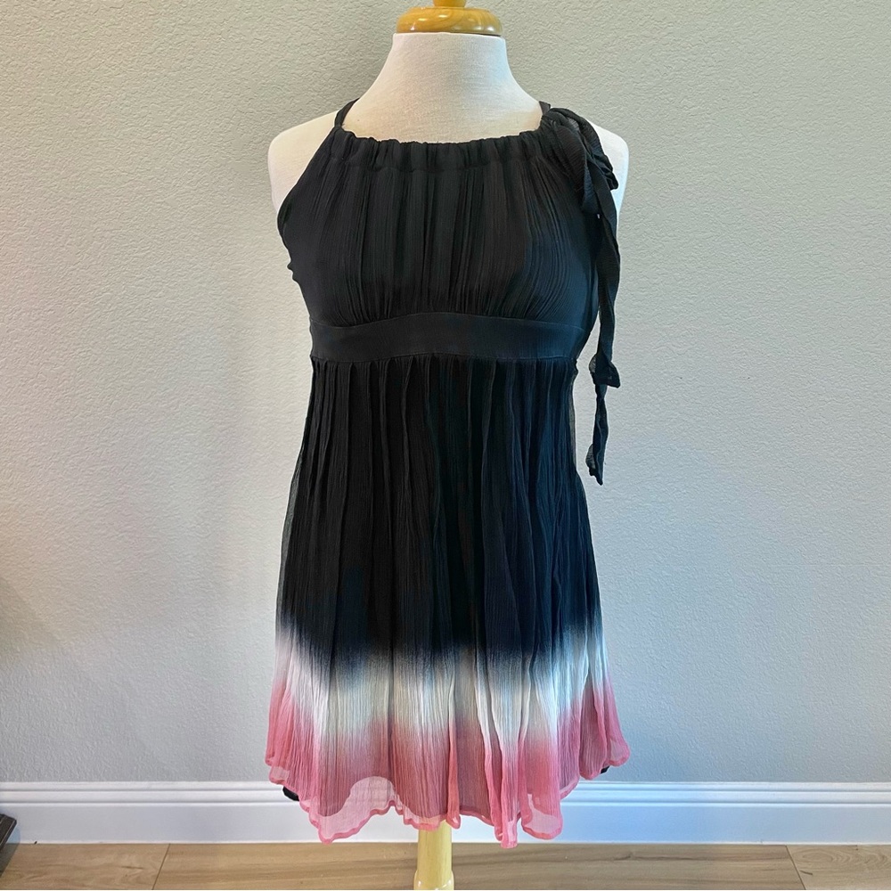 Forever Black and Mauve Mini Halter Dress